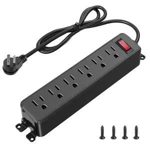 Wall Mount Power Strip Black, 6 Outlet Mountable Power Strip with Switch, 3ft Flat Plug Extension Cord for Home, Office, and School, ETL Listed (3ft, 6 Outlets) Wall Mount Power Strip Black, 6 Outlet Mountable Power Strip with Switch, 3ft Flat Plug Extension Cord for Home, Office, and School, ETL Listed (3ft, 6 Outlets)