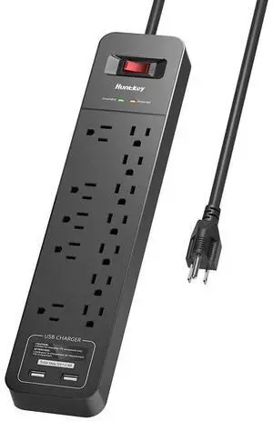 Surge Protector Power Strip, 12 Outlets with 2 USB Ports, 6 Feet Extension Cord, 2390 Joules, ETL Listed, Black Surge Protector Power Strip, 12 Outlets with 2 USB Ports, 6 Feet Extension Cord, 2390 Joules, ETL Listed, Black