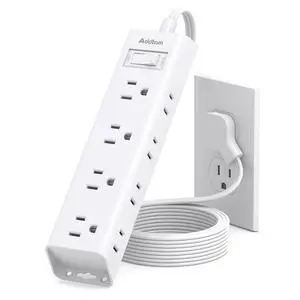 Power Strip Surge Protector with 12 Outlets, Flat Plug Extension Cord 6FT, Ultra Thin Wall Plug, 3-Side Wide Outlet Extender, Wall Mount Desk Charging Station for Home Office Dorm Room, White Power Strip Surge Protector with 12 Outlets, Flat Plug Extension Cord 6FT, Ultra Thin Wall Plug, 3-Side Wide Outlet Extender, Wall Mount Desk Charging Station for Home Office Dorm Room, White