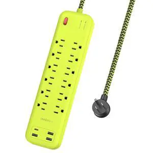 USB Surge Bar 12 Power Strip - 12 Outlets 4 USB Ports(1 USB C), Multi Plug Outlet Extender with 6Ft Braided Extension Cord, 3600 J, Wall Mount, Flat Plug, Desk Charging Station for Office Home USB Surge Bar 12 Power Strip - 12 Outlets 4 USB Ports(1 USB C), Multi Plug Outlet Extender with 6Ft Braided Extension Cord, 3600 J, Wall Mount, Flat Plug, Desk Charging Station for Office Home