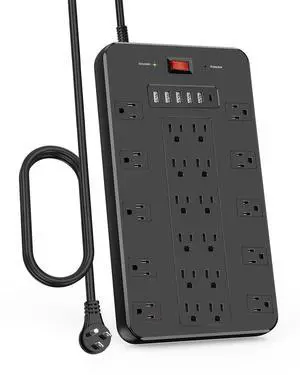 Surge Protector Power Strip, FDTEK 22 AC Multiple Outlets with 6 USB (1 USB-C), 6.5Ft Extension Cord Flat Plug Outlet Extender Heavy Duty Power Strip for Home Office Dorm Gaming (2100J, 15A/1875W) Surge Protector Power Strip, FDTEK 22 AC Multiple Outlets with 6 USB (1 USB-C), 6.5Ft Extension Cord Flat Plug Outlet Extender Heavy Duty Power Strip for Home Office Dorm Gaming (2100J, 15A/1875W)