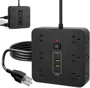 16-in-1 Power Strip Surge Protector, 12 AC Outlets & 2 USB-C, 2 USB-A, 6.6FT Extension Cord with Overload Protection, Wide Spaced Outlets for Home, Office, Gaming and Travel 16-in-1 Power Strip Surge Protector, 12 AC Outlets & 2 USB-C, 2 USB-A, 6.6FT Extension Cord with Overload Protection, Wide Spaced Outlets for Home, Office, Gaming and Travel