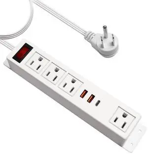 Multi Plug Outlet with USB C 20W Wall Mounted Power Strip Desk Mountable Extension Cord 4 Outlets 3 USB Ports (2 QC USB-A& 1 PD USB-C) Ports Flat Plug for Home Workshop Dorm Office White Multi Plug Outlet with USB C 20W Wall Mounted Power Strip Desk Mountable Extension Cord 4 Outlets 3 USB Ports (2 QC USB-A& 1 PD USB-C) Ports Flat Plug for Home Workshop Dorm Office White