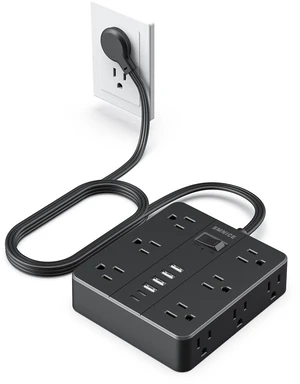Power Strip Flat Plug with 12 Outlets 6 USB(2 USB C), Charging Station with Overload Protection,5ft Extension Cord Widely Spaced Multiple Outlets for Home Office Dorm,Black Power Strip Flat Plug with 12 Outlets 6 USB(2 USB C), Charging Station with Overload Protection,5ft Extension Cord Widely Spaced Multiple Outlets for Home Office Dorm,Black
