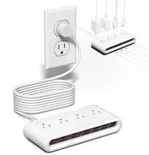 10 in 1 Travel Power Strip, 5ft Extension Cord with Multiple Outlets | 4 AC, 3 USB C, 3 USB A, Flat Plug Power Strip, PD20W Charging Station with Multiple Outlets, Cruise Essentials, ETL Listed 10 in 1 Travel Power Strip, 5ft Extension Cord with Multiple Outlets | 4 AC, 3 USB C, 3 USB A, Flat Plug Power Strip, PD20W Charging Station with Multiple Outlets, Cruise Essentials, ETL Listed