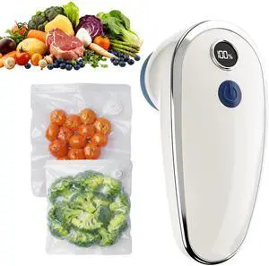 Handheld Compact Vacuum Sealer for Food, Long-Lasting Fast-Sealing Portable Food Saver with Battery Display, Dry/Moist Modes, Includes 10 Reusable Bags for Sous Vide, Meat, Leftovers, Easy Clean Handheld Compact Vacuum Sealer for Food, Long-Lasting Fast-Sealing Portable Food Saver with Battery Display, Dry/Moist Modes, Includes 10 Reusable Bags for Sous Vide, Meat, Leftovers, Easy Clean