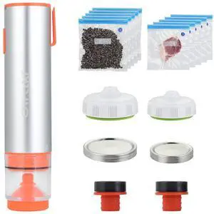 3-in-1 Vacuum Sealer Handheld Electric Mason Jar Vacuum Sealer Kit Portable Food Sealer Compatible with Vacuum Bag, Mason Jar, Wine Bottle, includes 10 Mason Jar Lids, 10 Reusable Seal Bags 3-in-1 Vacuum Sealer Handheld Electric Mason Jar Vacuum Sealer Kit Portable Food Sealer Compatible with Vacuum Bag, Mason Jar, Wine Bottle, includes 10 Mason Jar Lids, 10 Reusable Seal Bags