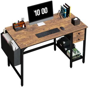 Computer Desk with Drawers - 40 Inch Work Reversible Small Desk for Bedroom Home Office, Simple Study Writing Table PC Desks with Drawer Storage Shelves, Rustic Brown Computer Desk with Drawers - 40 Inch Work Reversible Small Desk for Bedroom Home Office, Simple Study Writing Table PC Desks with Drawer Storage Shelves, Rustic Brown