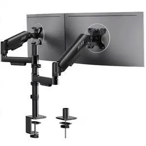 Vertical Dual Monitor Stand, Stacked Monitor Mount for 13-33 Screens, Up to 19.8 lbs per Arm, Enhanced Stability with Integrated C-Clamp, Upgraded Cable Management, VESA 75x75/100x100mm, Black Vertical Dual Monitor Stand, Stacked Monitor Mount for 13-33 Screens, Up to 19.8 lbs per Arm, Enhanced Stability with Integrated C-Clamp, Upgraded Cable Management, VESA 75x75/100x100mm, Black