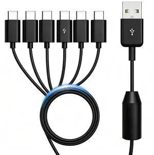 USB C Splitter 6 Way USB-C Multi Charging Cable 5FT for Charging & Data USB C Splitter 6 Way USB-C Multi Charging Cable 5FT for Charging & Data