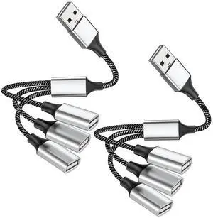 (2-Packs) USB Splitter Cable 1 to 3, USB 3 Way Splitter Hub Adapter 1 Male to 3 Female USB 2.0 Extension Cord for Charging & Data Transfer, Compatible with Laptop, PC, Tesla Model 3 (2-Packs) USB Splitter Cable 1 to 3, USB 3 Way Splitter Hub Adapter 1 Male to 3 Female USB 2.0 Extension Cord for Charging & Data Transfer, Compatible with Laptop, PC, Tesla Model 3