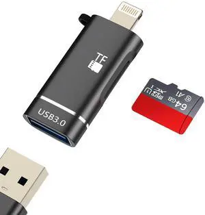 Lightning to USB Adapter(2in1) Micro SD Card Reader for iPhone 14 13 12 Pro Max OTG 3.0 Cable MFI Certified for iPad Connector Digital Camera TF Memory Photo Transfer Stick Drive Accessories Lightning to USB Adapter(2in1) Micro SD Card Reader for iPhone 14 13 12 Pro Max OTG 3.0 Cable MFI Certified for iPad Connector Digital Camera TF Memory Photo Transfer Stick Drive Accessories