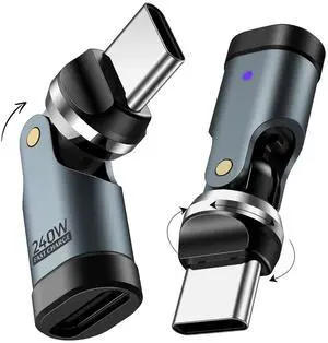 USB C 90 Degree Adapter, (2 Pack) PD 240W USB C Right Angle Adapter, Charging, Data Transfer, 360° & 180° Rotating Adaptor for iPhone 17/16/15, MacBook Pro, iPad, Galaxy, Tablet, Laptop, Gray USB C 90 Degree Adapter, (2 Pack) PD 240W USB C Right Angle Adapter, Charging, Data Transfer, 360° & 180° Rotating Adaptor for iPhone 17/16/15, MacBook Pro, iPad, Galaxy, Tablet, Laptop, Gray