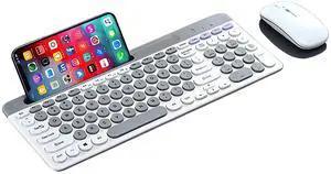 Wireless Keyboard and Mouse Combo with Phone Tablet Holder, Rechargeable Dual-Mode (Bluetooth 5.0 and 3.0 +2.4G) Multi-Device Silent Mouse for Windows, iPad, Tablet, MacOS,iOS,Android (Grey+White) Wireless Keyboard and Mouse Combo with Phone Tablet Holder, Rechargeable Dual-Mode (Bluetooth 5.0 and 3.0 +2.4G) Multi-Device Silent Mouse for Windows, iPad, Tablet, MacOS,iOS,Android (Grey+White)