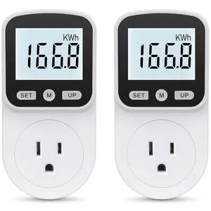 2 Pack Watt Meter Power Meter Plug Home Energy Monitor Electricity Usage Monitor, Electrical Usage Monitor, Energy Voltage Amps Meter Tester with Backlight, Overload Protection, 8 Display Modes 2 Pack Watt Meter Power Meter Plug Home Energy Monitor Electricity Usage Monitor, Electrical Usage Monitor, Energy Voltage Amps Meter Tester with Backlight, Overload Protection, 8 Display Modes