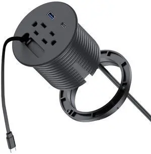 3'' Desk Power Grommet Built-in Retractable USB C Cables 20W USB-C/A | 2AC Outlets Recessed Power Grommet 6.6 Ft Extension Cord for Conference,Desktop Outlet for Home office (Black) 3'' Desk Power Grommet Built-in Retractable USB C Cables 20W USB-C/A | 2AC Outlets Recessed Power Grommet 6.6 Ft Extension Cord for Conference,Desktop Outlet for Home office (Black)