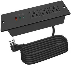 Recessed Power Strip USB C 65W,Flush Mount Desk Power Outlet 3 Outlets 3 USB (PD 65W& QC60W,) 6.56ft Heavy Duty Power Cord with Flat Plug Fast Charge Built in Desktop Power Station for Furniture Recessed Power Strip USB C 65W,Flush Mount Desk Power Outlet 3 Outlets 3 USB (PD 65W& QC60W,) 6.56ft Heavy Duty Power Cord with Flat Plug Fast Charge Built in Desktop Power Station for Furniture
