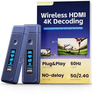 Wireless HDMI Transmitter and Receiver 328FT/100M,4K Decode Plug & Play Portable 5G+2.4G Wireless HDMI Remote Control Extenders for Video/PC/Projector/TV Box Wireless HDMI Transmitter and Receiver 328FT/100M,4K Decode Plug & Play Portable 5G+2.4G Wireless HDMI Remote Control Extenders for Video/PC/Projector/TV Box
