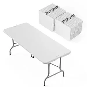 6-Foot Portable Plastic Folding Table,Rectangular HDPE Tabletop Foling Table for Indoor and Outdoor Use with Carrying Handle,White 20 Pack 6-Foot Portable Plastic Folding Table,Rectangular HDPE Tabletop Foling Table for Indoor and Outdoor Use with Carrying Handle,White 20 Pack