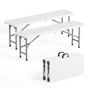 4 feet Plastic Folding Bench,Portable in/Outdoor Picnic Party Camping Dining Seat, Garden Soccer Multipurpose Entertaining Activities, Smooth HDPE Tabletop (2, White, 4ft) 4 feet Plastic Folding Bench,Portable in/Outdoor Picnic Party Camping Dining Seat, Garden Soccer Multipurpose Entertaining Activities, Smooth HDPE Tabletop (2, White, 4ft)