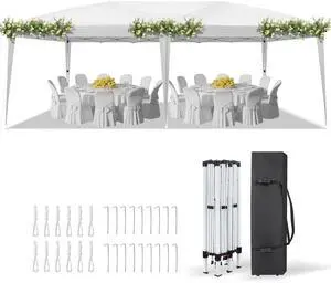 10'x20' Pop Up Canopy Tent Portable Instant Gazebo Party Tent with Carry Bag Outdoor Canopy for Outdoor Events, Party, Wedding (White) 10'x20' Pop Up Canopy Tent Portable Instant Gazebo Party Tent with Carry Bag Outdoor Canopy for Outdoor Events, Party, Wedding (White)