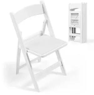 VINGLI White Resin Plastic Folding Chair with Padding Seat Weight Capacity to 350 lbs for Indoor Ourdoor Use, 4 Pack VINGLI White Resin Plastic Folding Chair with Padding Seat Weight Capacity to 350 lbs for Indoor Ourdoor Use, 4 Pack
