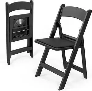 Black Resin Folding Chair with Padded Cushion, Set of 2, Plastic Foldable Seat for Indoor & Outdoor Use, Comfortable Design for Events, Parties & Home (2, Black, M) Black Resin Folding Chair with Padded Cushion, Set of 2, Plastic Foldable Seat for Indoor & Outdoor Use, Comfortable Design for Events, Parties & Home (2, Black, M)