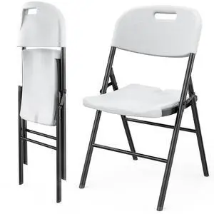 Folding Chairs, Heavy Duty Foldable Chair Portable HDPE Plastic Seat with Steel Frame for Indoor Outdoor Dinning Party Wedding School Use, White, 2 Pack Folding Chairs, Heavy Duty Foldable Chair Portable HDPE Plastic Seat with Steel Frame for Indoor Outdoor Dinning Party Wedding School Use, White, 2 Pack