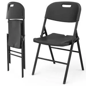 Folding Chairs, Heavy Duty Foldable Chair Portable HDPE Plastic Seat with Steel Frame for Indoor Outdoor Dinning Party Wedding School Use, Black, 2 Pack Folding Chairs, Heavy Duty Foldable Chair Portable HDPE Plastic Seat with Steel Frame for Indoor Outdoor Dinning Party Wedding School Use, Black, 2 Pack