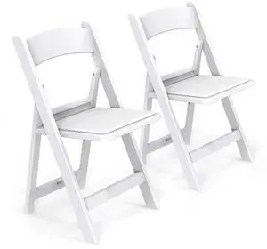 White Resin Folding Chair with Padded Cushion, Set of 2, Plastic Foldable Seat for Indoor & Outdoor Use, Comfortable Design for Events, Parties & Home (2, White, M) White Resin Folding Chair with Padded Cushion, Set of 2, Plastic Foldable Seat for Indoor & Outdoor Use, Comfortable Design for Events, Parties & Home (2, White, M)