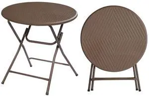 32" Round Folding Commercial Banquet Table, Portable Plastic Coffee Card Dining Table for Kitchen or Outdoor Party Wedding Event, 1 Pack, Brown 32" Round Folding Commercial Banquet Table, Portable Plastic Coffee Card Dining Table for Kitchen or Outdoor Party Wedding Event, 1 Pack, Brown