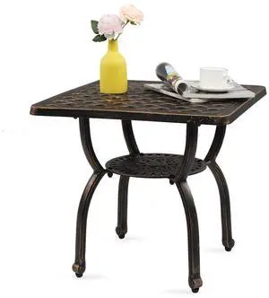 VINGLI 22" Cast Aluminum Outdoor Side Table, All Weather Patio Side Table Outdoor End Table for Patio, Porch, Deck, Garden (Square) VINGLI 22" Cast Aluminum Outdoor Side Table, All Weather Patio Side Table Outdoor End Table for Patio, Porch, Deck, Garden (Square)