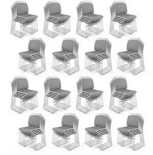 Stackable Chairs Set of 80, Stacking Office Chairs with Metal Sled Base, Ergonomic Plastic Padded Seat & Back, Capacity 350lbs, Stacking Chairs for Waiting Room Break Room Banquet Guest, Gray Stackable Chairs Set of 80, Stacking Office Chairs with Metal Sled Base, Ergonomic Plastic Padded Seat & Back, Capacity 350lbs, Stacking Chairs for Waiting Room Break Room Banquet Guest, Gray