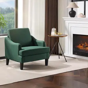 Linen Fabric Accent Chair Green, Modern Upholstered Armchair, Comfy Sofa Chair Living Room Bedroom Furniture for Apartment Linen Fabric Accent Chair Green, Modern Upholstered Armchair, Comfy Sofa Chair Living Room Bedroom Furniture for Apartment