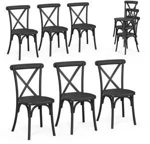 Plastic Outdoor Dining Chairs Set of 6, Stackable Patio Dining Chairs with X Back, Waterproof Kitchen & Dining Room Chairs for Indoor-Outdoor, Capacity 402 lbs, Black Plastic Outdoor Dining Chairs Set of 6, Stackable Patio Dining Chairs with X Back, Waterproof Kitchen & Dining Room Chairs for Indoor-Outdoor, Capacity 402 lbs, Black