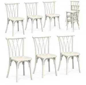 Plastic Outdoor Dining Chairs Set of 6, Stackable Patio Dining Chairs with Wicker Backrest, Waterproof Kitchen & Dining Room Chairs for Indoor-Outdoor, Capacity 400 lbs,White Plastic Outdoor Dining Chairs Set of 6, Stackable Patio Dining Chairs with Wicker Backrest, Waterproof Kitchen & Dining Room Chairs for Indoor-Outdoor, Capacity 400 lbs,White