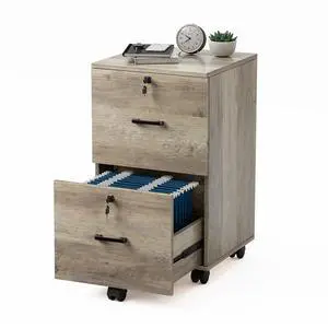 2 Drawer File Cabinet with Lock, Wood Rustic Gray Filing Cabinet for Letter Size File Folders with Tabs, Under Desk Rolling File Cabinets for Home Office, Mobile File Organization Printer Stand 2 Drawer File Cabinet with Lock, Wood Rustic Gray Filing Cabinet for Letter Size File Folders with Tabs, Under Desk Rolling File Cabinets for Home Office, Mobile File Organization Printer Stand