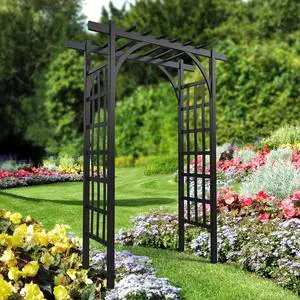 Garden Arbor, PVC Wedding Arch for Ceremony Party, Garden Trellis for Climbing Plants Outdoor, Arch Backdrop Stand for Garden, Backyard, Wedding, Lawn (Black) Garden Arbor, PVC Wedding Arch for Ceremony Party, Garden Trellis for Climbing Plants Outdoor, Arch Backdrop Stand for Garden, Backyard, Wedding, Lawn (Black)