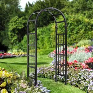 Vinyl Garden Arbor, PVC Wedding Arch for Ceremony Party, Garden Trellis for Climbing Plants Outdoor, Arch Backdrop Stand for Garden, Backyard, Lawn (Black) Vinyl Garden Arbor, PVC Wedding Arch for Ceremony Party, Garden Trellis for Climbing Plants Outdoor, Arch Backdrop Stand for Garden, Backyard, Lawn (Black)