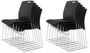 Stacking Chairs Set of 10 Stackable Office Chairs with Metal Sled Base, Ergonomic Plastic Seat, Stacking Chairs for Waiting Room Break Room Banquet Guest, Black Stacking Chairs Set of 10 Stackable Office Chairs with Metal Sled Base, Ergonomic Plastic Seat, Stacking Chairs for Waiting Room Break Room Banquet Guest, Black