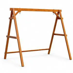 6.9FT Porch Swing Frame, 660 LBS Heavy Duty A-Frame Wooden Porch Swing Stand with Bottom Connection Bar for 5FT Porch Swing, Upgraded Wood Swing Hanger for Garden Patio (Brown, 6.9FT) 6.9FT Porch Swing Frame, 660 LBS Heavy Duty A-Frame Wooden Porch Swing Stand with Bottom Connection Bar for 5FT Porch Swing, Upgraded Wood Swing Hanger for Garden Patio (Brown, 6.9FT)
