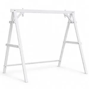6.9FT Porch Swing Frame, 660 LBS Heavy Duty A-Frame Wooden Porch Swing Stand with Bottom Connection Bar for 5FT Porch Swing, Upgraded Wood Swing Hanger for Garden Patio (White) 6.9FT Porch Swing Frame, 660 LBS Heavy Duty A-Frame Wooden Porch Swing Stand with Bottom Connection Bar for 5FT Porch Swing, Upgraded Wood Swing Hanger for Garden Patio (White)