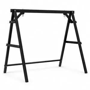6.9FT Porch Swing Frame, 660 LBS Heavy Duty A-Frame Wooden Porch Swing Stand with Bottom Connection Bar for 5FT Porch Swing, Upgraded Wood Swing Hanger for Garden Patio (Black, 6.9FT) 6.9FT Porch Swing Frame, 660 LBS Heavy Duty A-Frame Wooden Porch Swing Stand with Bottom Connection Bar for 5FT Porch Swing, Upgraded Wood Swing Hanger for Garden Patio (Black, 6.9FT)