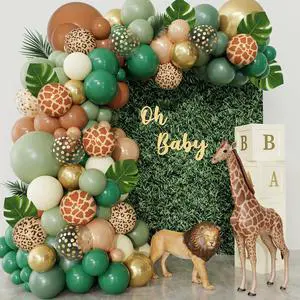 170Pcs Jungle Safari Balloons Arch Garland Kit, Sage Green Brown Animal Print Balloons Palm Leaves Wild One Safari Baby Shower Decorations for Boys Tropical Woodland Birthday Party Supplies 170Pcs Jungle Safari Balloons Arch Garland Kit, Sage Green Brown Animal Print Balloons Palm Leaves Wild One Safari Baby Shower Decorations for Boys Tropical Woodland Birthday Party Supplies