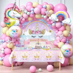 Winrayk 142Pcs Pink Unicorn Party Decorations Birthday Supplies for Girls, Pink Balloon Arch with Backdrop Tablecloth Large Self-designed Foil Balloons, Kids Rainbow Unicorn Theme Birthday Decorations Winrayk 142Pcs Pink Unicorn Party Decorations Birthday Supplies for Girls, Pink Balloon Arch with Backdrop Tablecloth Large Self-designed Foil Balloons, Kids Rainbow Unicorn Theme Birthday Decorations