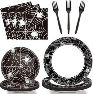 96 Pcs Halloween Party Paper Plates Napkins Supplies Set Spider Web Disposable Tableware Decorations Get Together Celebration Halloween Birthday Party Favors for 24 Guests 96 Pcs Halloween Party Paper Plates Napkins Supplies Set Spider Web Disposable Tableware Decorations Get Together Celebration Halloween Birthday Party Favors for 24 Guests