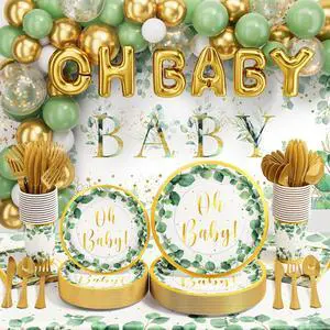 Girl Boy Sage Green Baby Shower Decorations 247 PCS (25 Guest) Boho Greency Party Supplies with Paper Plate Napkin Cup Cutlery & Tablecloth Oh Baby Backdrop Balloon Kit for Gender Reveal Decor Girl Boy Sage Green Baby Shower Decorations 247 PCS (25 Guest) Boho Greency Party Supplies with Paper Plate Napkin Cup Cutlery & Tablecloth Oh Baby Backdrop Balloon Kit for Gender Reveal Decor