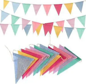 Pennant Banner Flags Pastel - GREATRIL Colorful Triangle Banners for Birthday Easter Classroom School Carnival Garland Outdoor Burlap Bunting Party Decorations 4 Strings Pennant Banner Flags Pastel - GREATRIL Colorful Triangle Banners for Birthday Easter Classroom School Carnival Garland Outdoor Burlap Bunting Party Decorations 4 Strings