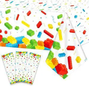 3 Pcs Building Blocks Tablecloth 105 x 54 inches - Building Blocks Theme Party Decorations Disposable Plastic Table Cover for Children Kids Birthday Party Decor Supplies Favors (White) 3 Pcs Building Blocks Tablecloth 105 x 54 inches - Building Blocks Theme Party Decorations Disposable Plastic Table Cover for Children Kids Birthday Party Decor Supplies Favors (White)