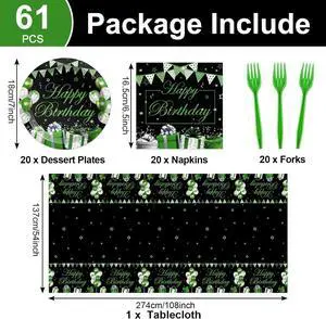 61 Pcs Green Silver Black Birthday Decorations Green Themed Party Tableware Set Confetti Sprinkles Decor Includes Plates Napkins Tablecloth for Men Women Dinner Gathering Supplies Serves 20 Guests 61 Pcs Green Silver Black Birthday Decorations Green Themed Party Tableware Set Confetti Sprinkles Decor Includes Plates Napkins Tablecloth for Men Women Dinner Gathering Supplies Serves 20 Guests